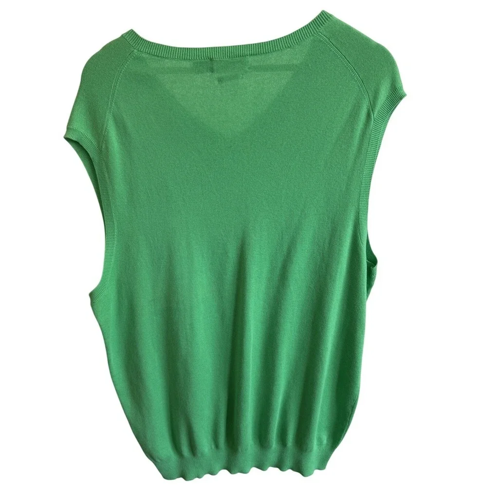 Polo Ralph Lauren V-Neck Pima Cotton Green Sweater Vest Preppy Pony Mens Lg Tall